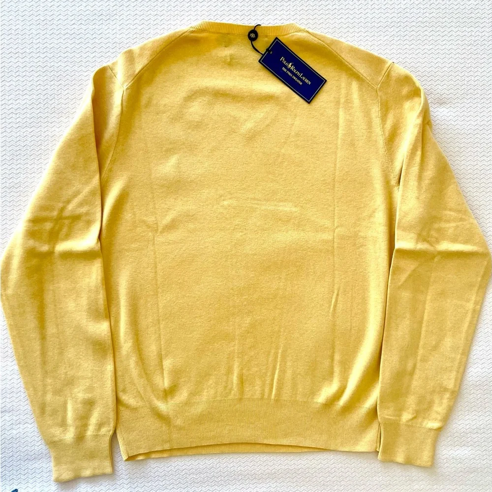 Polo by Ralph Lauren Yellow V-Neck Sweater, Mens Medium   NEW WITH TAG - Picture 4 of 8